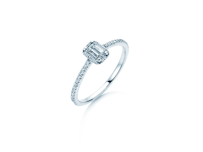 Verlobungsring Emerald Halo Pavé in 14K Weißgold mit Labordiamanten 0,75ct E/VS