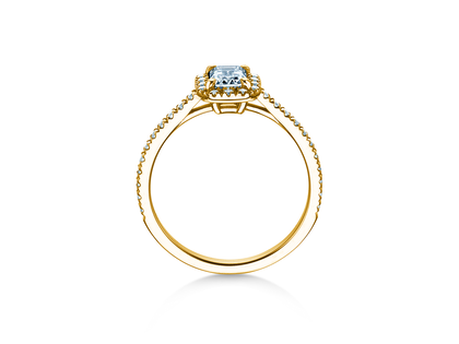 Verlobungsring Emerald Halo Pavé in 9K Gelbgold mit Labordiamanten 2,02ct E/VS