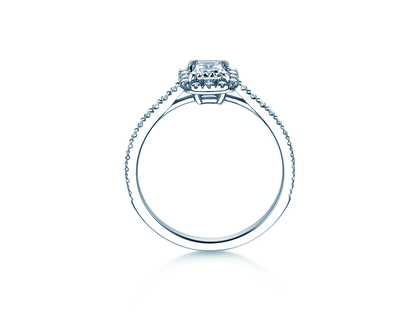 Verlobungsring Emerald Halo Pavé in 14K Weißgold mit Diamanten 1,08ct G/VS