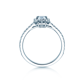 Verlobungsring Emerald Halo Pavé in 14K Weißgold mit Diamanten 1,08ct G/VS