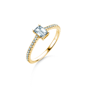 Verlobungsring Emerald Pavé in 14K Gelbgold mit Diamanten 0,40ct G/VS
