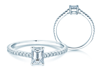 Verlobungsring Emerald Pavé in Platin 950/- mit Diamanten 0,40ct G/VS