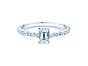 Verlobungsring Emerald Pavé in 14K Weißgold mit Diamanten 0,40ct G/VS