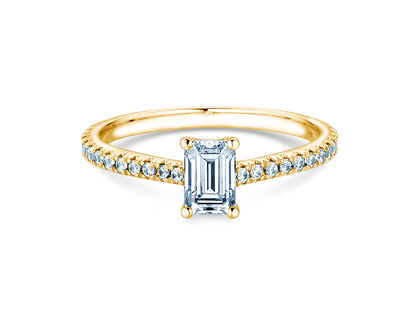 Verlobungsring Emerald Pavé in Gelbgold