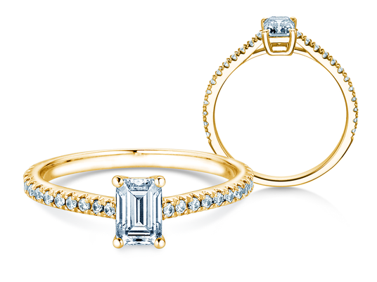 Verlobungsring Emerald Pavé in 14K Gelbgold mit Diamanten 0,70ct G/VS