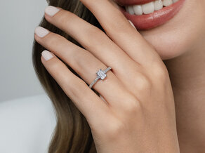 Verlobungsring Emerald Pavé in 14K Gelbgold mit Diamanten 0,94ct G/VS