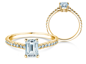 Verlobungsring Emerald Pavé in Gelbgold