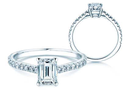 Verlobungsring Emerald Pavé Labordiamant