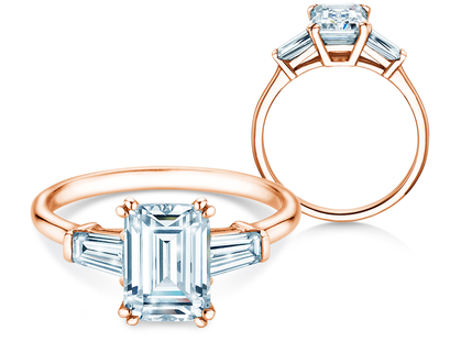 Verlobungsring Emerald Tapered Baguette in Roségold