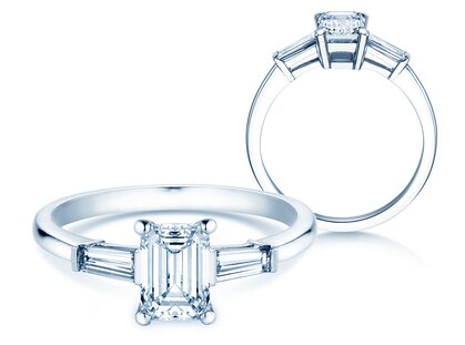 Verlobungsring Emerald Tapered Baguette in Platin 950/- mit Diamanten 0,41ct G/VS