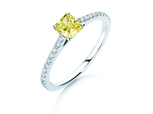 Verlobungsring Fancy Yellow Cushion Pavé