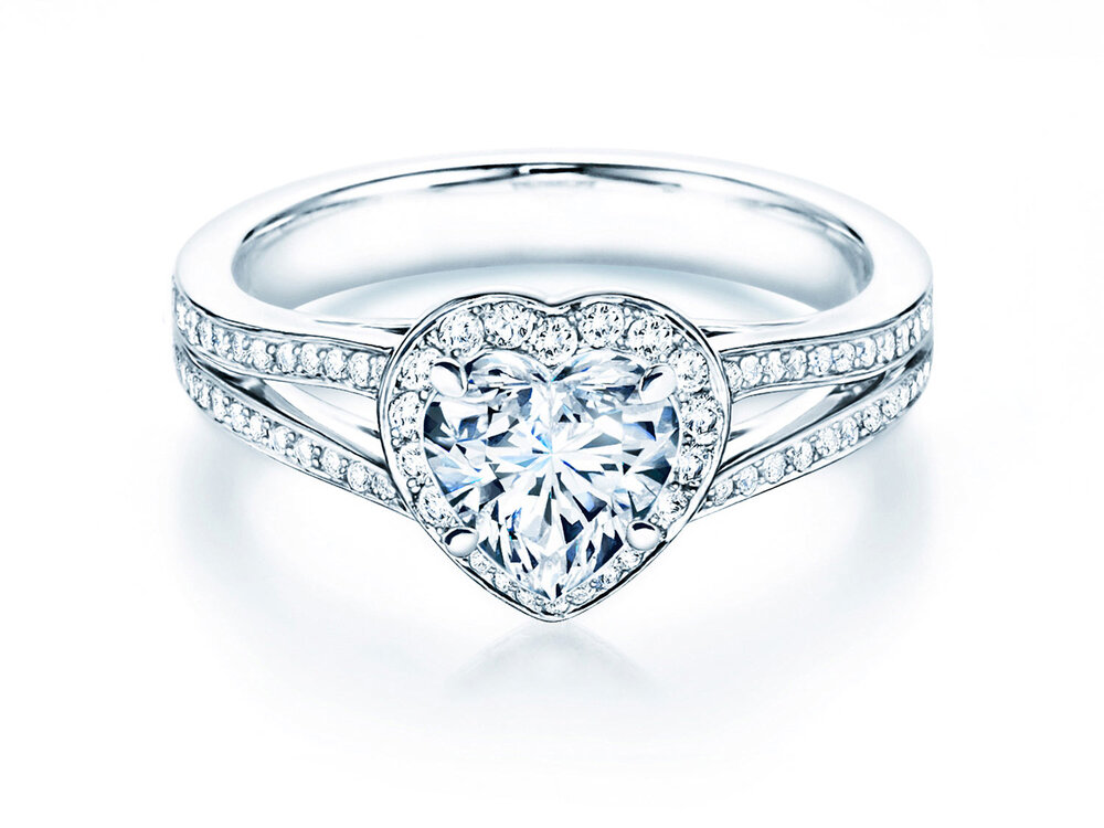 Verlobungsring Flame in 18K Weißgold mit Diamanten 1,54ct G/SI