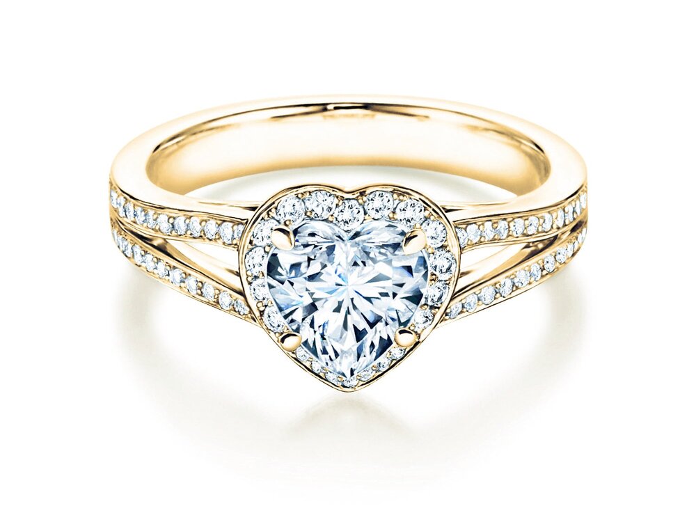Verlobungsring Flame in 18K Gelbgold mit Diamanten 1,54ct G/SI