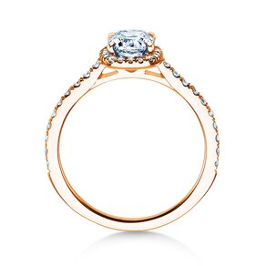 Verlobungsring Halo Cushion Pavé in 9K Roségold mit Diamanten 0,80ct G/SI