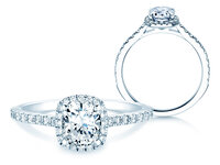 Verlobungsring Halo Cushion Pavé