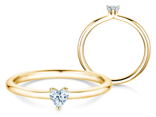 Verlobungsring Heart Clean in 14K Gelbgold mit Diamant 0,16ct G/SI