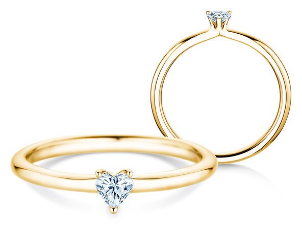 Verlobungsring Heart Clean in 14K Gelbgold mit Diamant 0,16ct G/SI