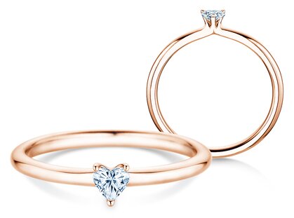 Verlobungsring Heart Clean in 9K Roségold mit Diamant 0,16ct G/SI