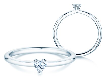 Verlobungsring Heart Clean in 14K Weißgold mit Diamant 0,16ct G/SI