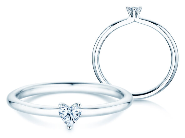 Verlobungsring Heart Clean in 14K Weißgold mit Diamant 0,16ct G/SI