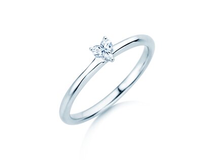 Verlobungsring Heart Clean in 14K Weißgold mit Diamant 0,16ct G/SI