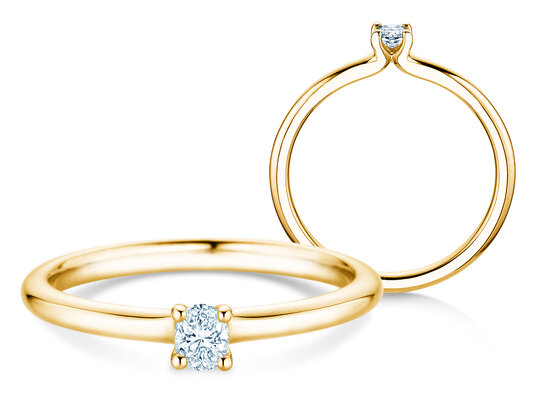 Verlobungsring Oval Clean in 14K Gelbgold mit Diamant 0,08ct G/SI