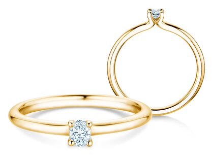 Verlobungsring Oval Clean in 9K Gelbgold mit Diamant 0,08ct G/SI