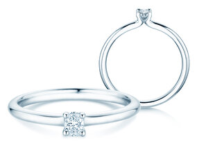 Verlobungsring Oval Clean in 9K Weißgold mit Diamant 0,23ct G/SI