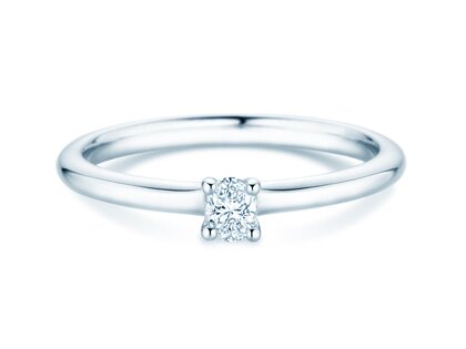Verlobungsring Oval Clean in 14K Weißgold mit Diamant 0,16ct G/SI