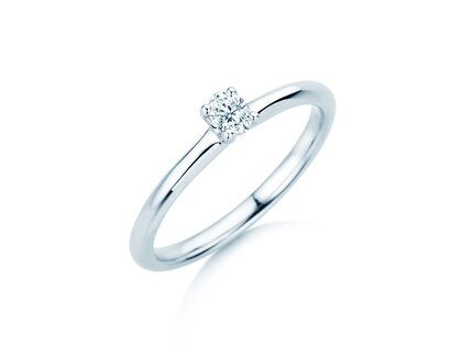 Verlobungsring Oval Clean in 14K Weißgold mit Diamant 0,16ct G/SI