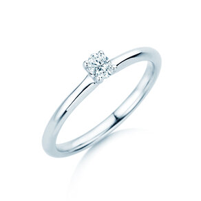 Verlobungsring Oval Clean in 14K Weißgold mit Diamant 0,16ct G/SI