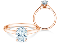 Verlobungsring Oval Cut in 18K Roségold mit Diamant 0,25ct G/SI
