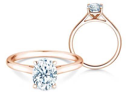 Verlobungsring Oval Cut in 18K Roségold mit Labordiamant 1,00ct E/VS