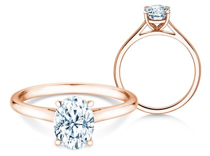 Verlobungsring Oval Cut in 18K Roségold mit Diamant 0,25ct G/SI