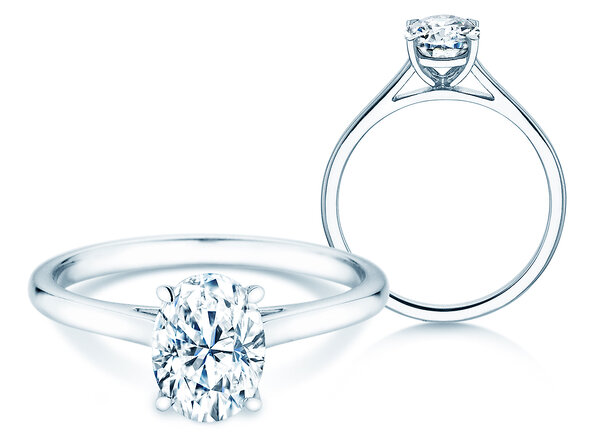 Verlobungsring Oval Cut in 14K Weißgold mit Labordiamant 2,00ct E/VS