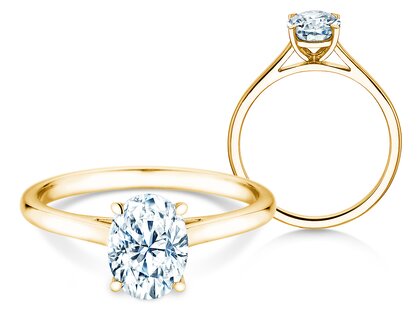 Verlobungsring Oval Cut in 9K Gelbgold mit Labordiamant 1,00ct E/VS