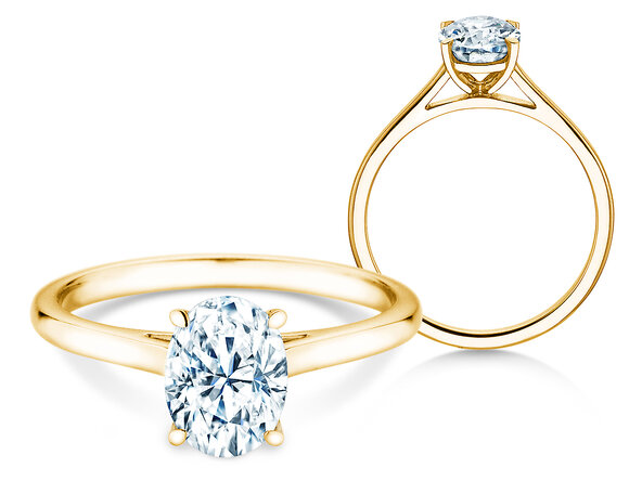 Verlobungsring Oval Cut in 9K Gelbgold mit Labordiamant 1,00ct E/VS