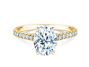 Verlobungsring Oval Hidden Halo Pavé in 9K Gelbgold mit Labordiamanten 0,50ct E/VS