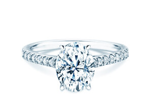 Verlobungsring Oval Hidden Halo Pavé in 14K Weißgold mit Diamanten 0,50ct G/SI