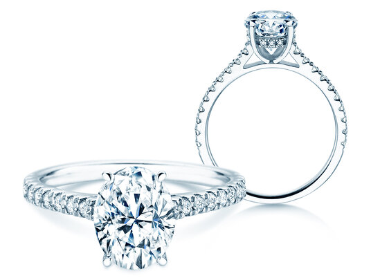 Verlobungsring Oval Hidden Halo Pavé