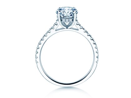 Verlobungsring Oval Hidden Halo Pavé in 14K Weißgold mit Diamanten 0,50ct G/SI