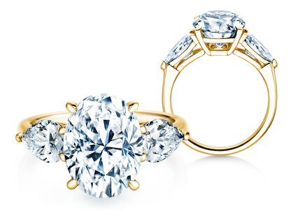 Verlobungsring Oval Pear Cut in 18K Gelbgold mit Diamanten 2,10ct G/SI
