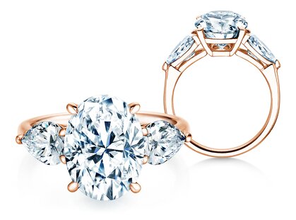 Verlobungsring Oval Pear Cut in 9K Roségold mit Labordiamanten 1,50ct