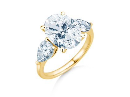 Verlobungsring Oval Pear Cut in 9K Gelbgold mit Labordiamanten 0,49ct E/VS