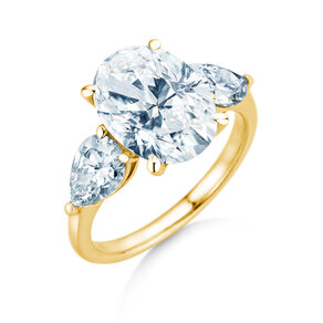 Verlobungsring Oval Pear Cut in 9K Gelbgold mit Labordiamanten 0,49ct E/VS