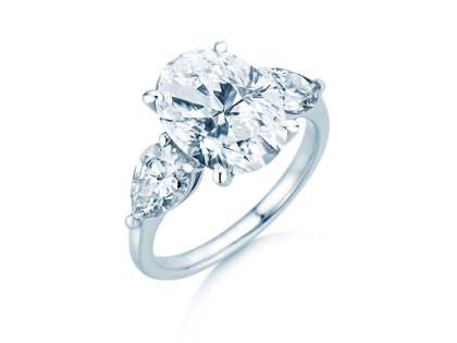 Verlobungsring Oval Pear Cut in 14K Weißgold mit Diamanten 0,82ct G/SI