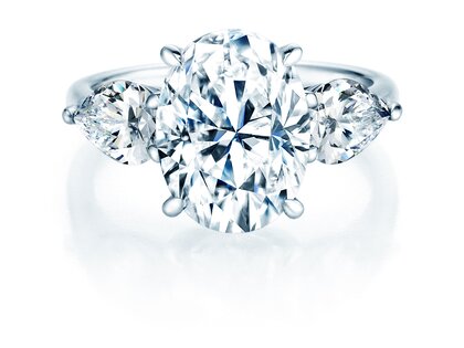 Verlobungsring Oval Pear Cut in 14K Weißgold mit Diamanten 0,82ct G/SI