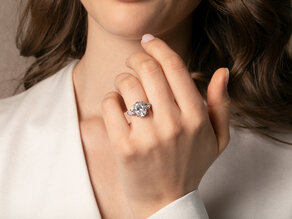 Verlobungsring Oval Pear Cut in 14K Weißgold mit Diamanten 0,82ct G/SI