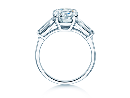 Verlobungsring Oval Tapered Baguette in 14K Weißgold mit Labordiamanten 0,41ct E/VS