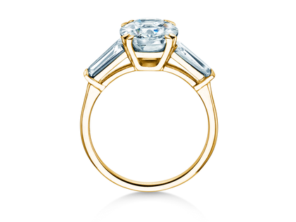 Verlobungsring Oval Tapered Baguette in 9K Gelbgold mit Diamanten 0,41ct G/SI